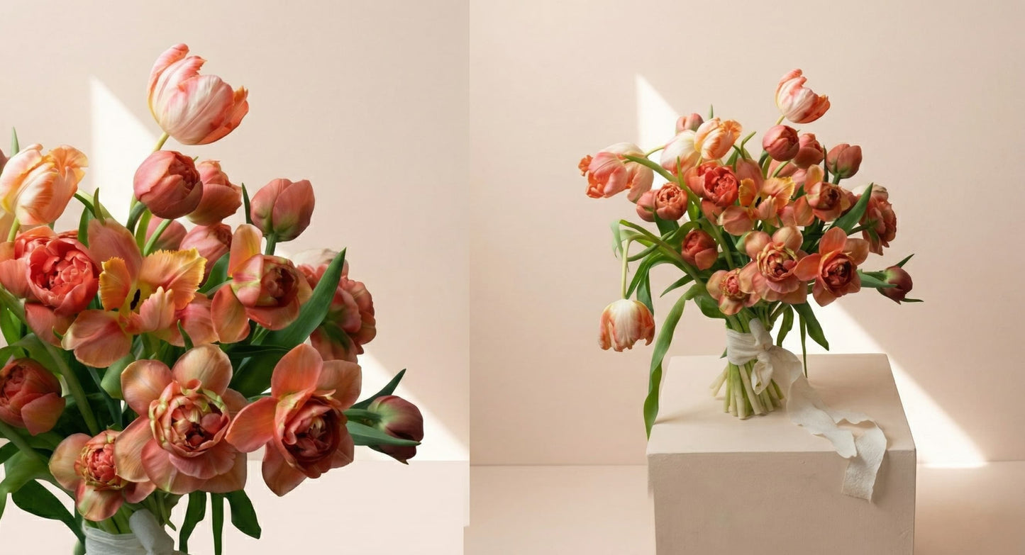 Simple bouquet of tulips, special gift for Mother's Day