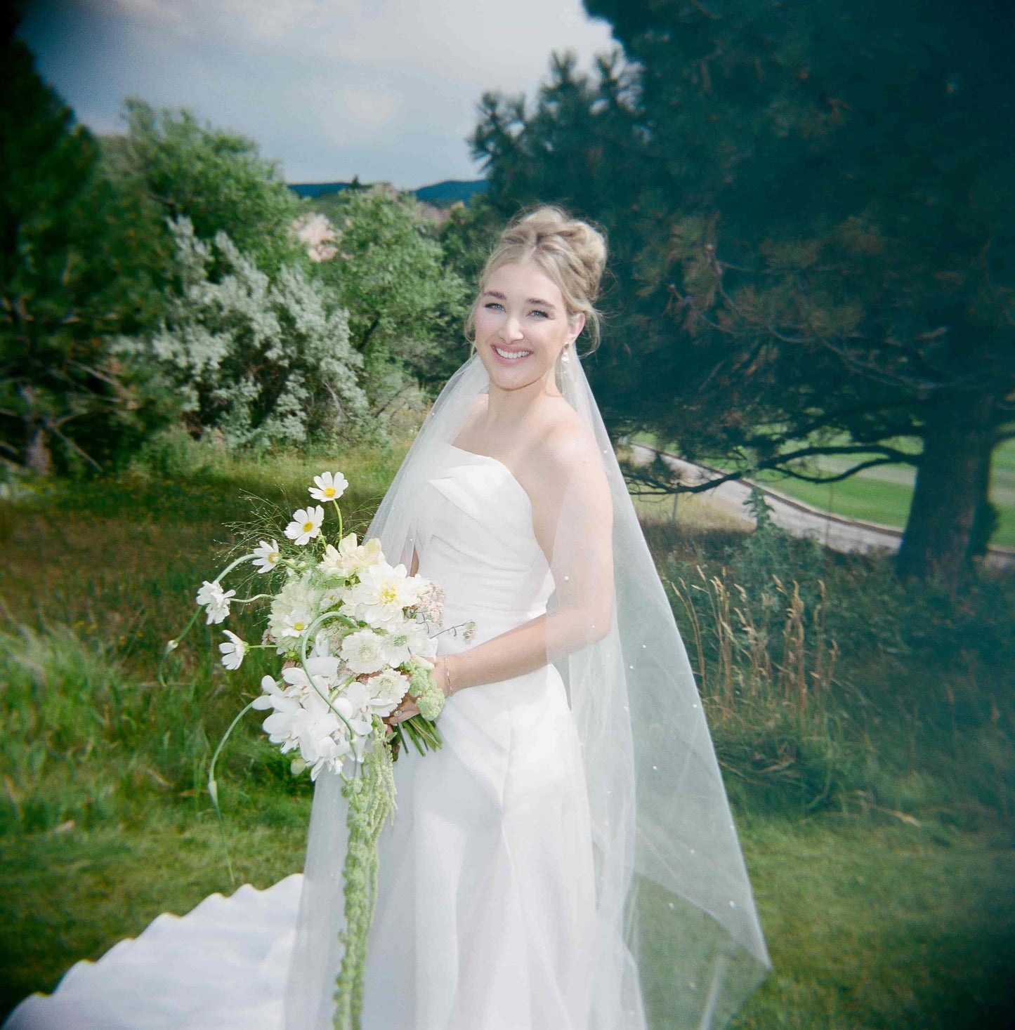 garden style bridal bouquet with veggie roses and amaranthus by Colorado floral studio 