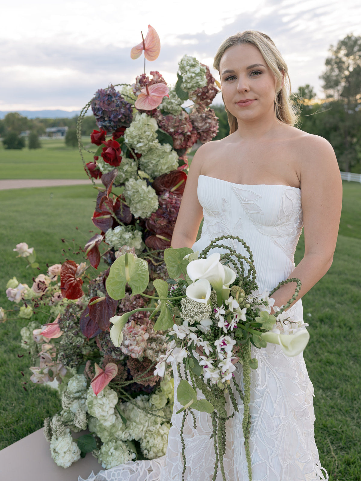 hydrangea and anthurium wedding in Cherry creek golf course 