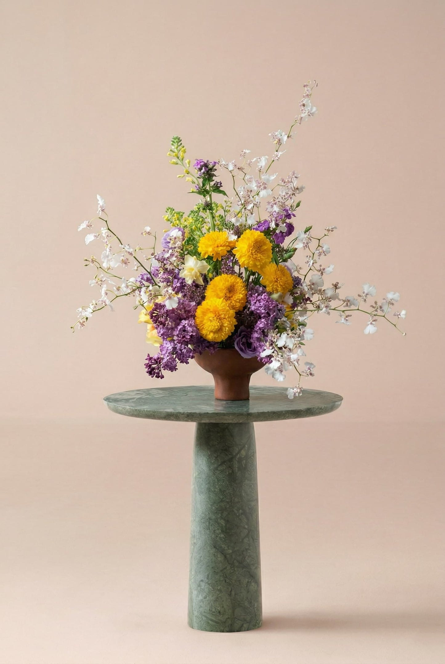 purple Lilac, yellow moms, special white orchids for Denver flower deliver on Mother's Day  