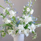 Romantic white and blue floral arrangement for anniversary flowers