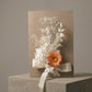handmade message card with dried flowers and ribbon detail