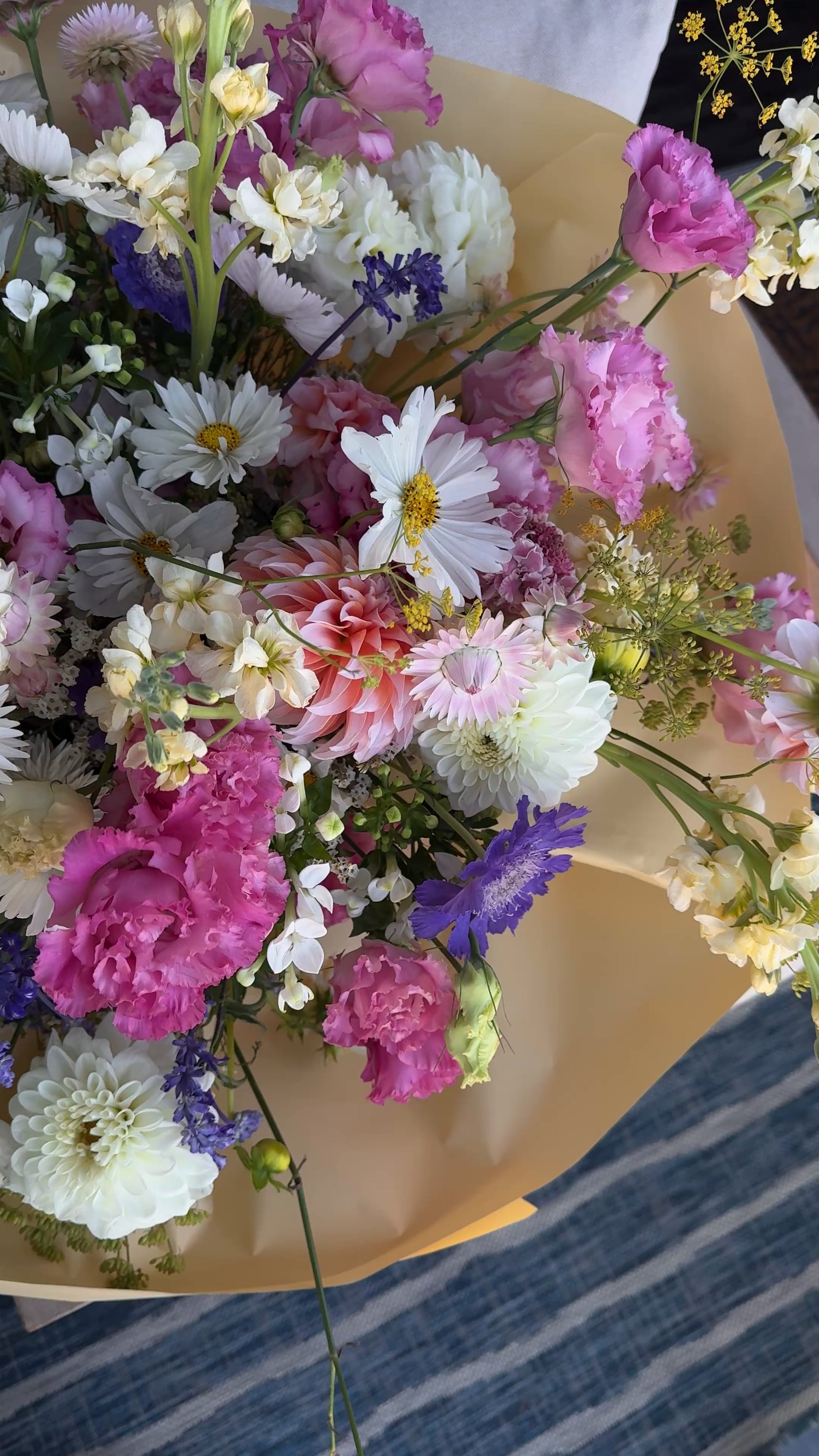 huge and fluffy bouquet of seasonal flowers